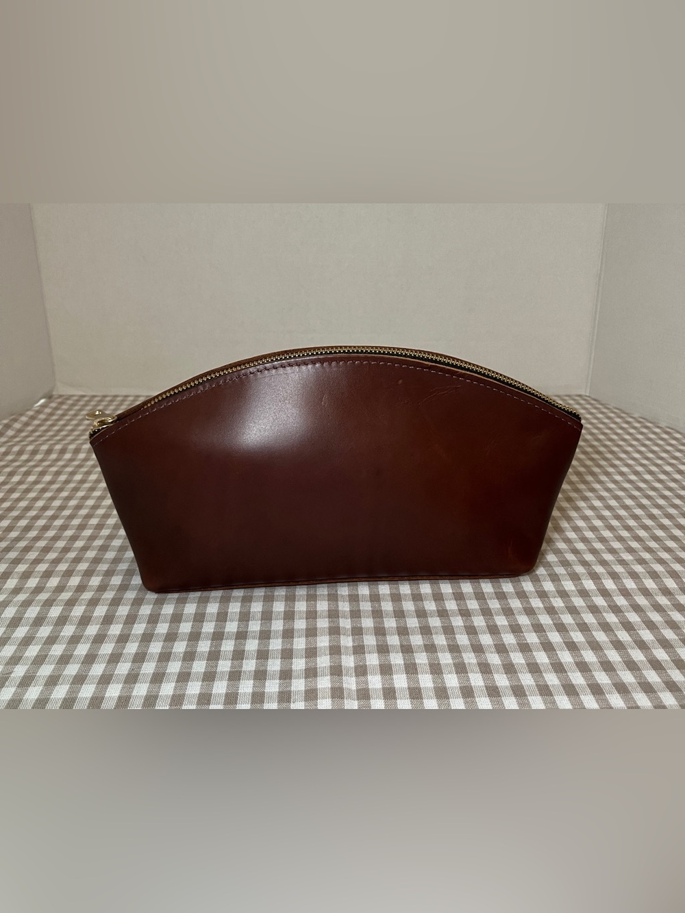 Portland Leather Goods Eclipse makeup bag in Cognac Brown